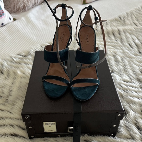 Alaia Shoes - Alaia Dark Teal Heeled Sandals